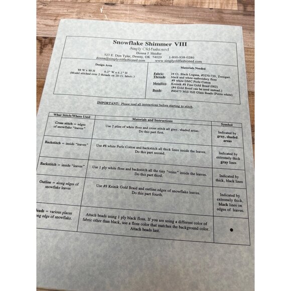 Simply Old-Fashioned Snowflake Shimmer VIII Cross-Stitch Chart Only - Picture 3 of 3